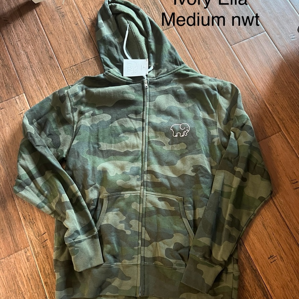 Ivory Ella Camouflage Zip-Up Hoodie